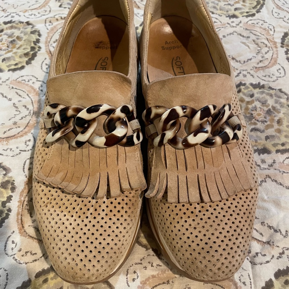 Softwaves Tan Suede Women's Loafers, Size 39
